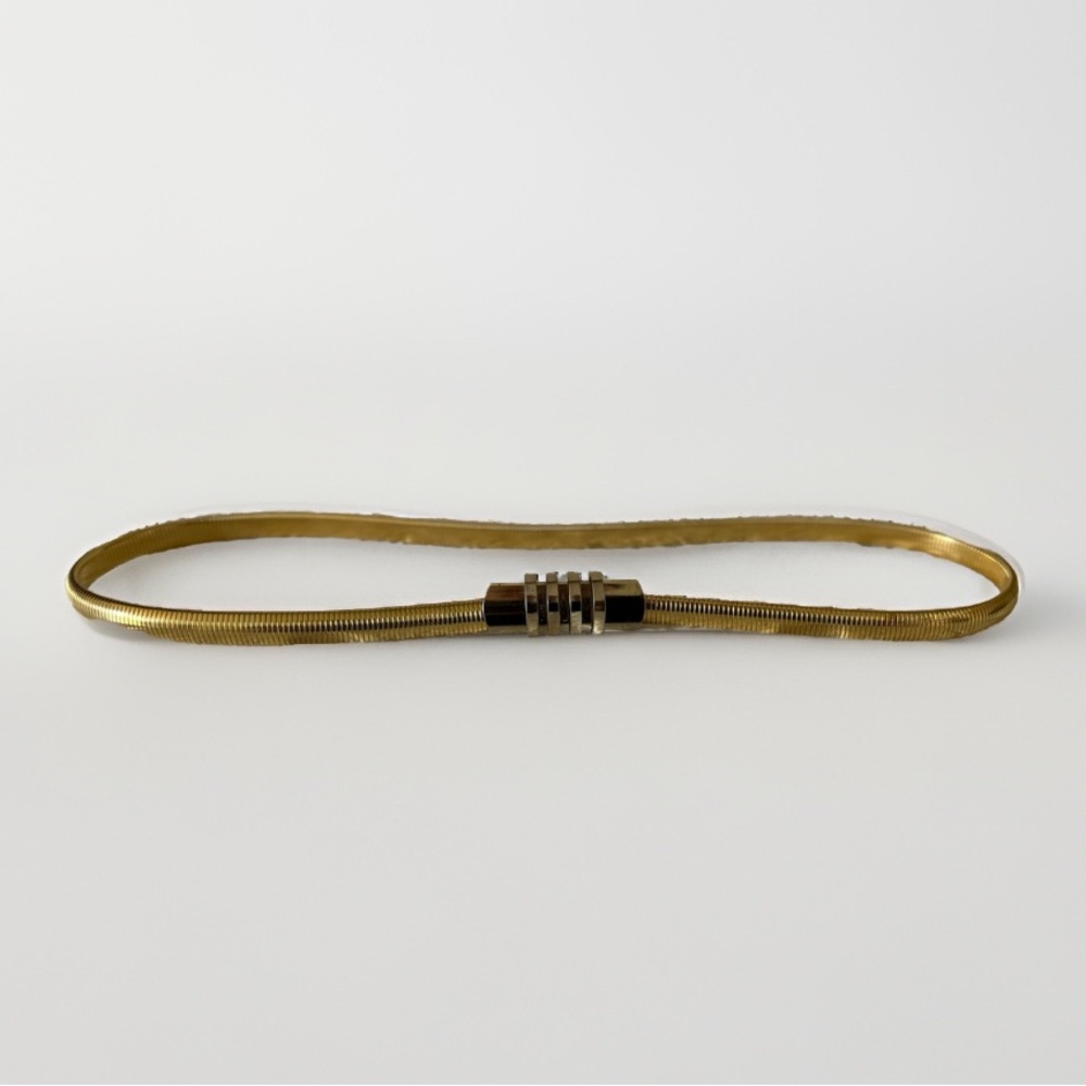 Gold Stretch Waist Belt with Decorative Clasp